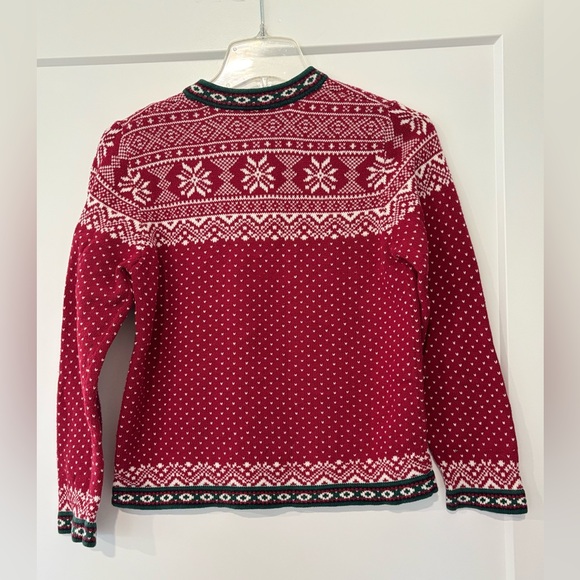 L.L. Bean Vintage Kids Nordic Snowflake Fair Isle Knit Sweater Girls 10/12 - Picture 2 of 5